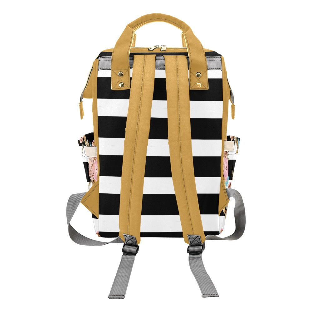 Carry All Diaper Bag-B&W Stripes