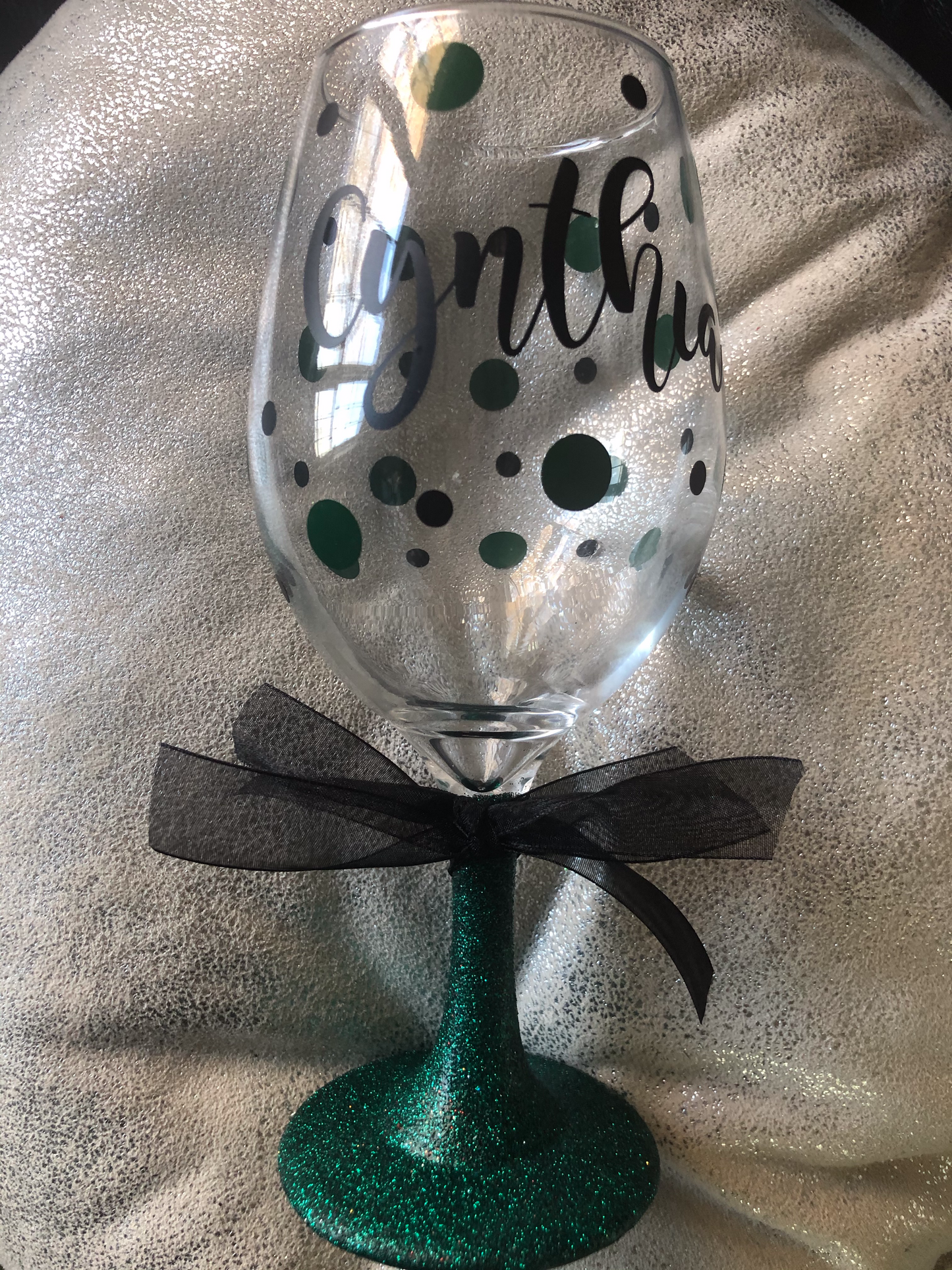 Glittered Stemmed Wine Glass