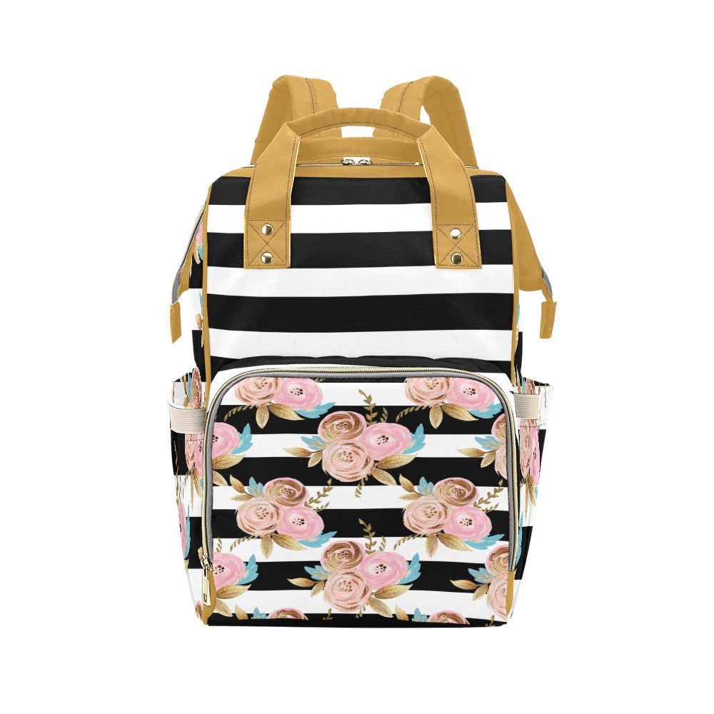 Carry All Diaper Bag-B&W Stripes