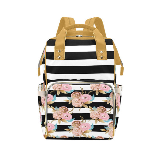 Carry All Diaper Bag-B&W Stripes