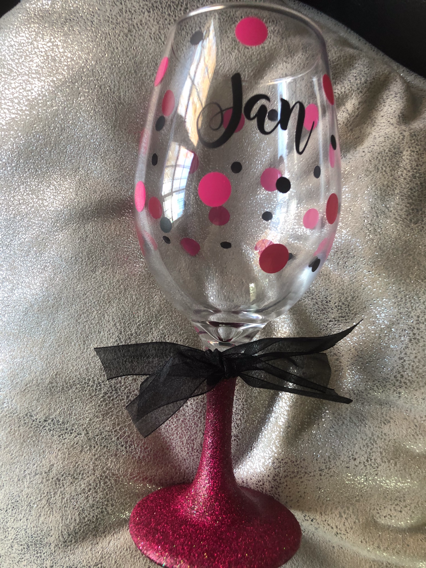 Glittered Stemmed Wine Glass